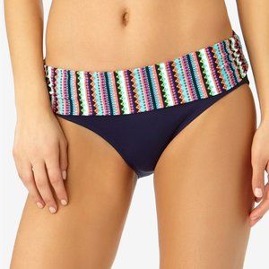 Anne Cole Friendship Bracelet Foldover Bikini Bottom Navy Multi